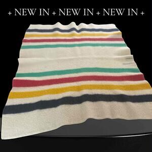 Vintage Hudson Bay Point Blanket Hudson's Bay 100% 2 Point Wool Stripe ENGLAND